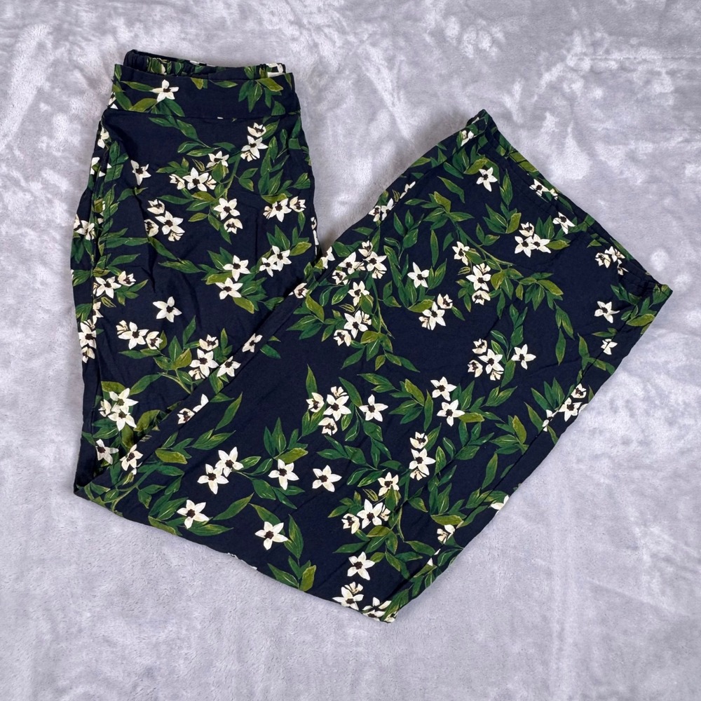 Marine Layer Kiley Pants Wide Leg Rayon Tencel Relaxed Womens S Navy Blue Floral